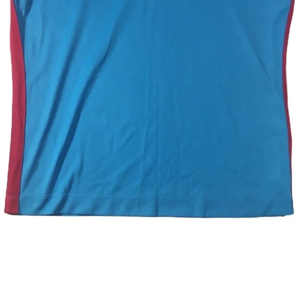 Nike Golf Dri-Fit Performance Short Sleeve Half Zip Blue‎ with Red Stripe Polo